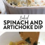 Lightened Up Baked Spinach and Artichoke Dip.