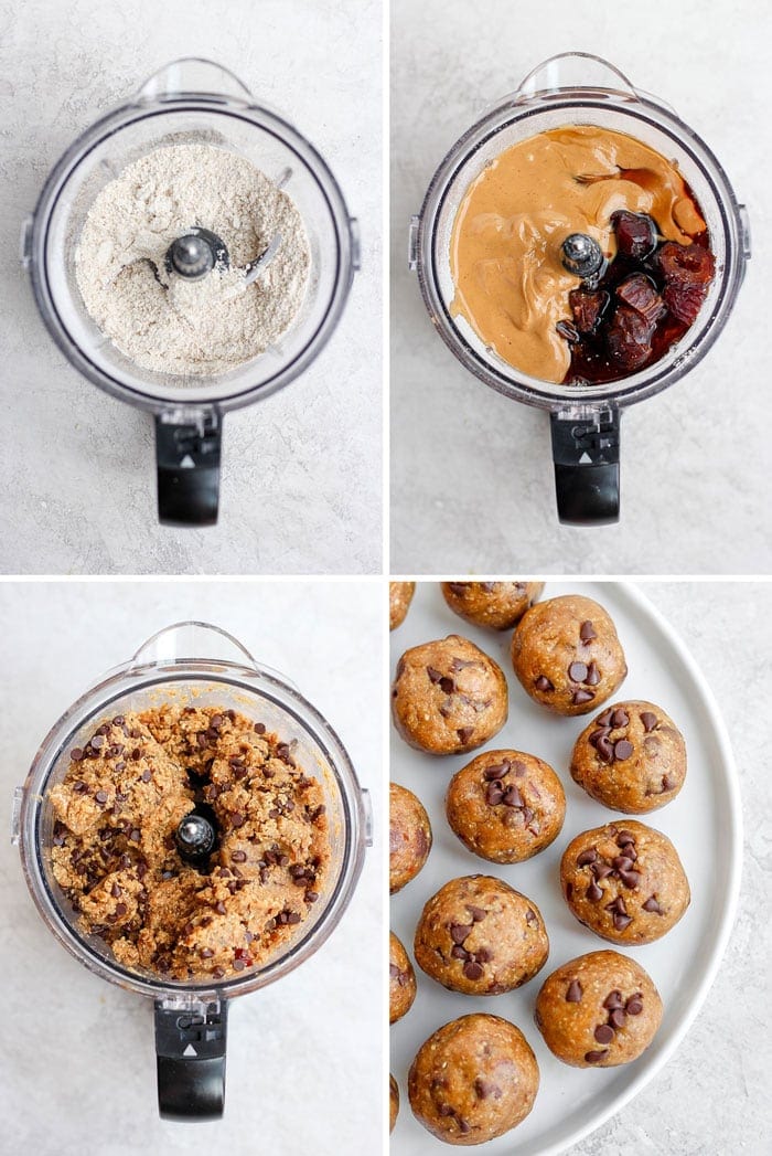Cookie dough bites that are actually healthy and edible? Heck to the yes. With 7 ingredients (no eggs!) you can make these epic energy balls! cookie dough bites in food processor