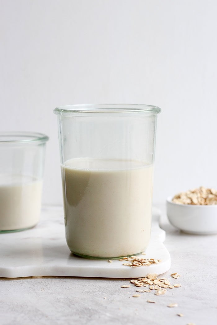 oat milk in a glass