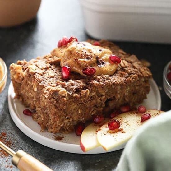 baked oatmeal on plate.