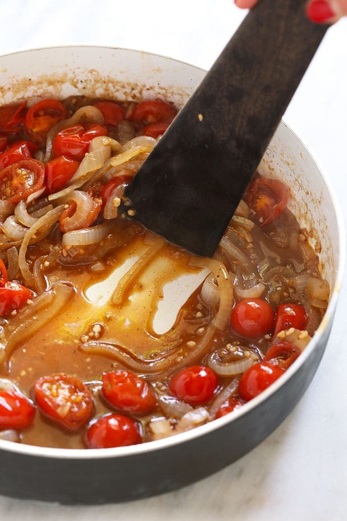 BLT pasta sauce in a skillet