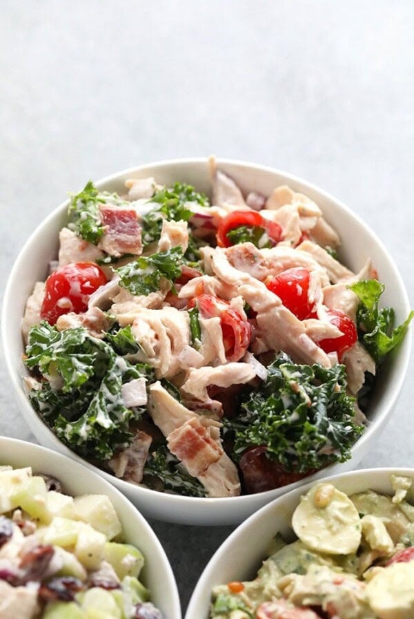 healthy BLT chicken salad in a bowl