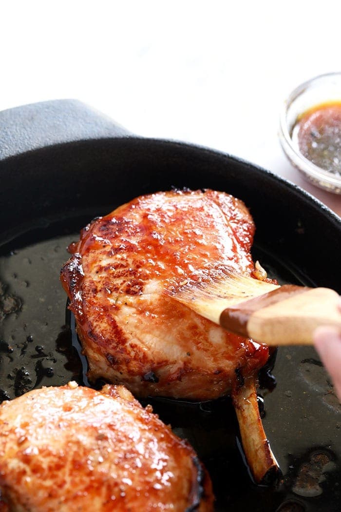 pork chops in cast iron skillet