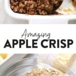 Apple crisp recipe baked in a dish.