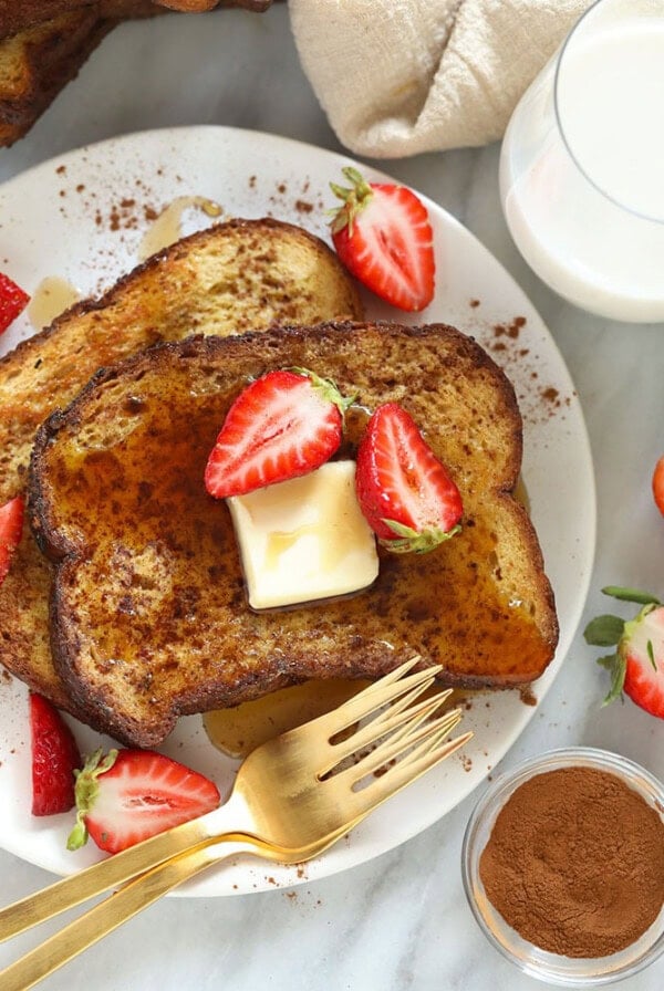 sheet pan french toast on a plate