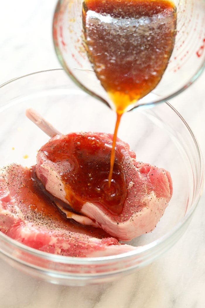 marinating bone in pork chops.