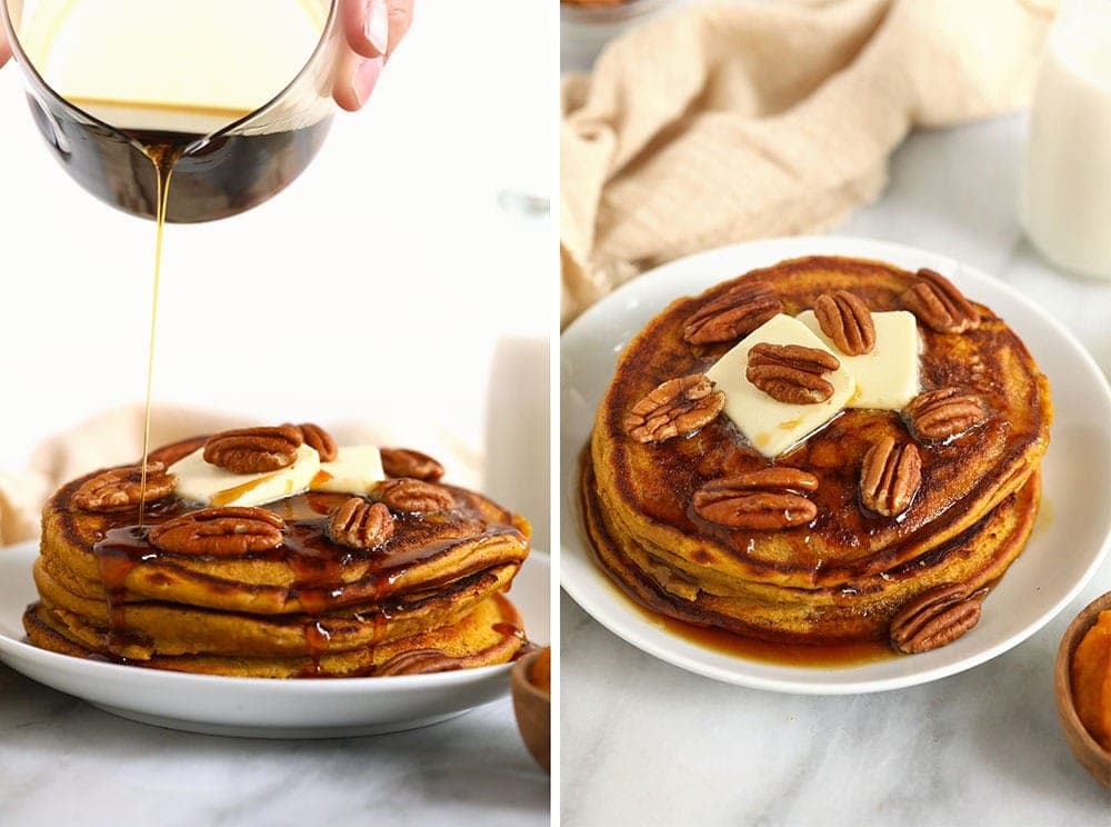 A stack of pumpkin pancakes.