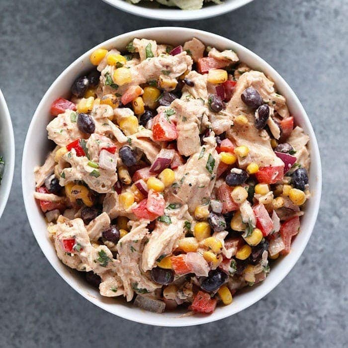 southwest chicken salad in bowl