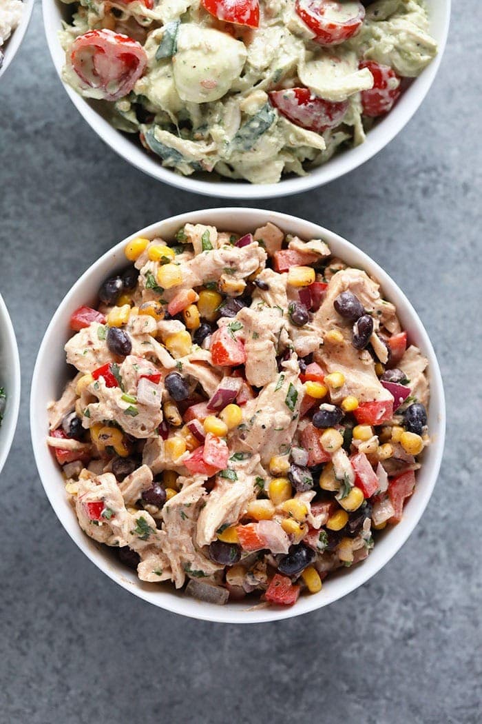 southwest chicken salad in a bowl.