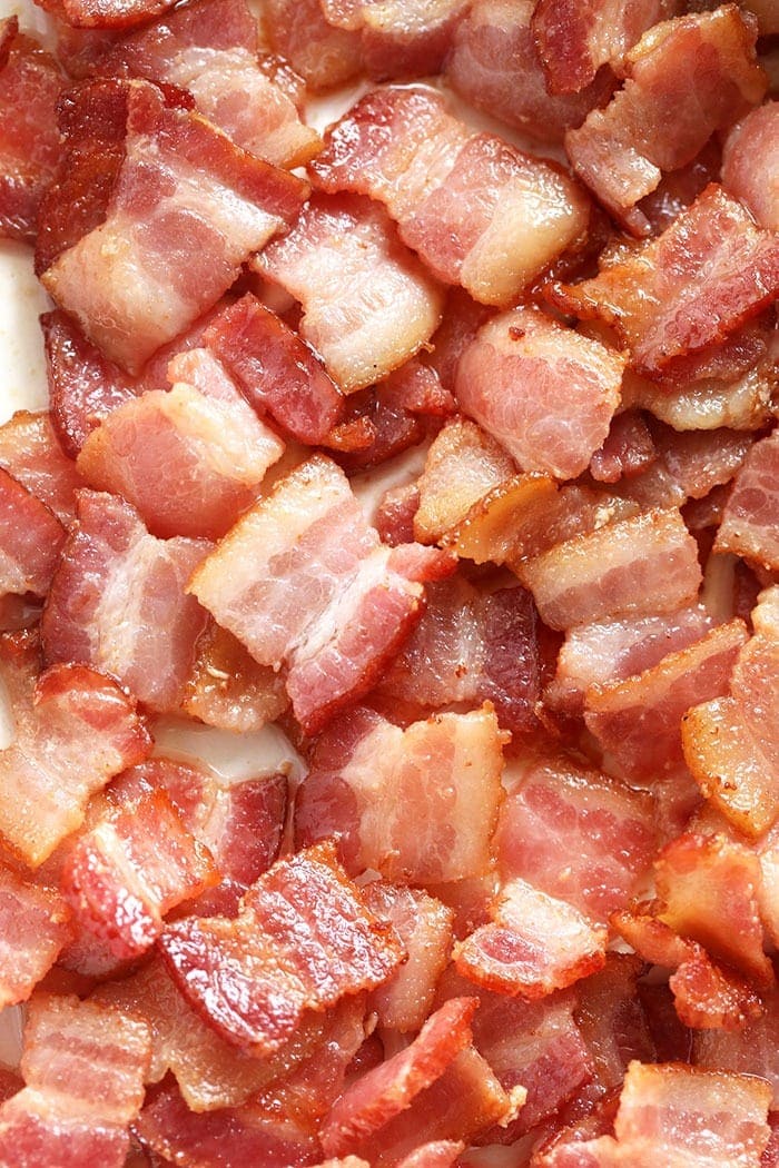 close up shot of bacon bits