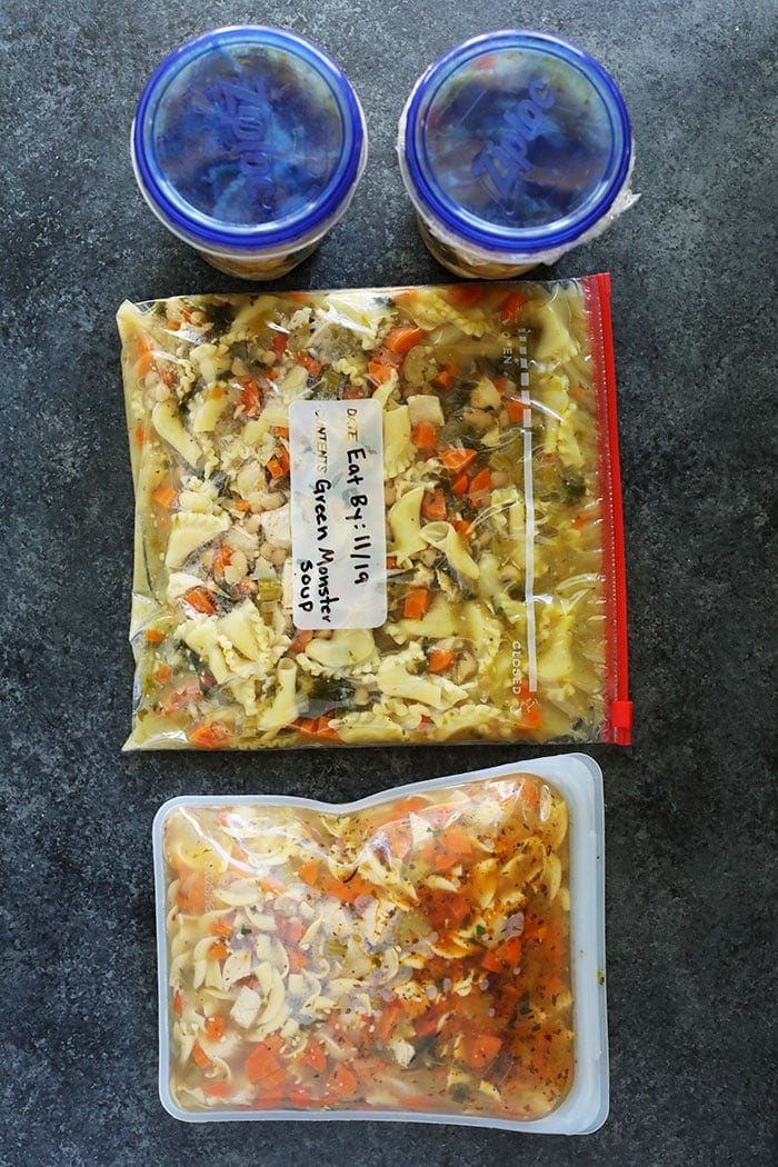 Soup in freezer safe containers