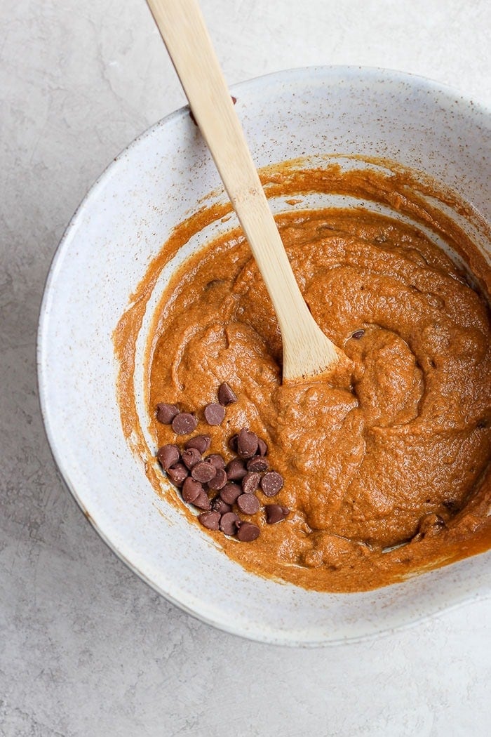 healthy pumpkin bread ingredients in a bowl.