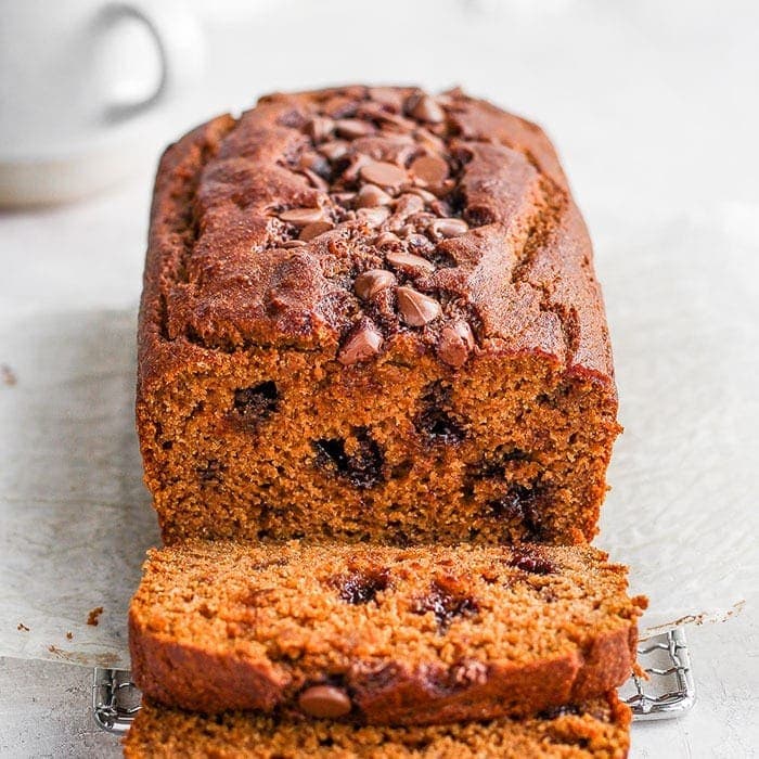 healthy pumpkin bread loaf sliced