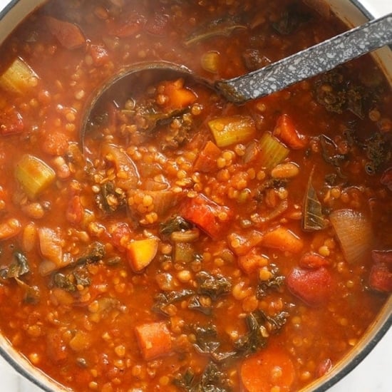 a Sweet Potato and Lentil Stew with vegetables.