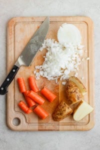 veggies on cutting board.