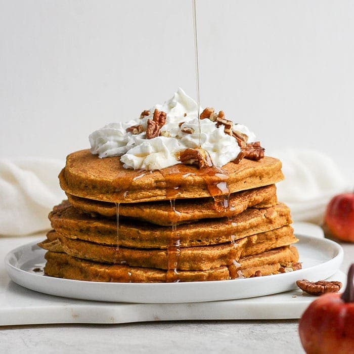 healthy pumpkin pancakes on plate