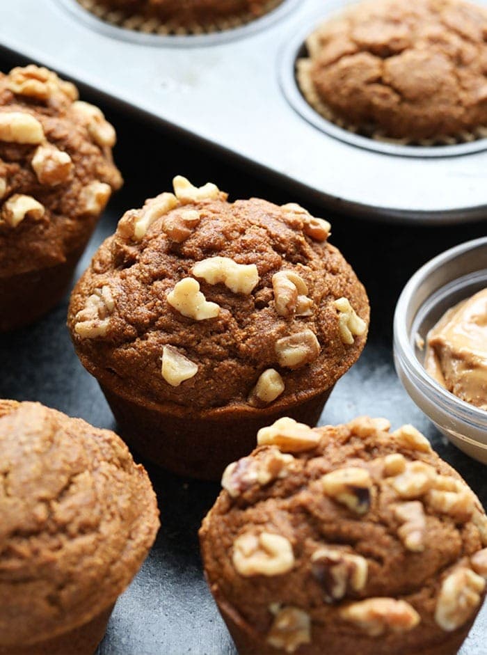 healthy pumpkin muffins on the counter top