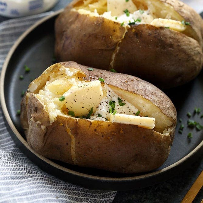Easy Crock Pot Baked Potatoes - Fit Foodie Finds