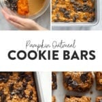 pumpkin oatmeal cookie bars pin
