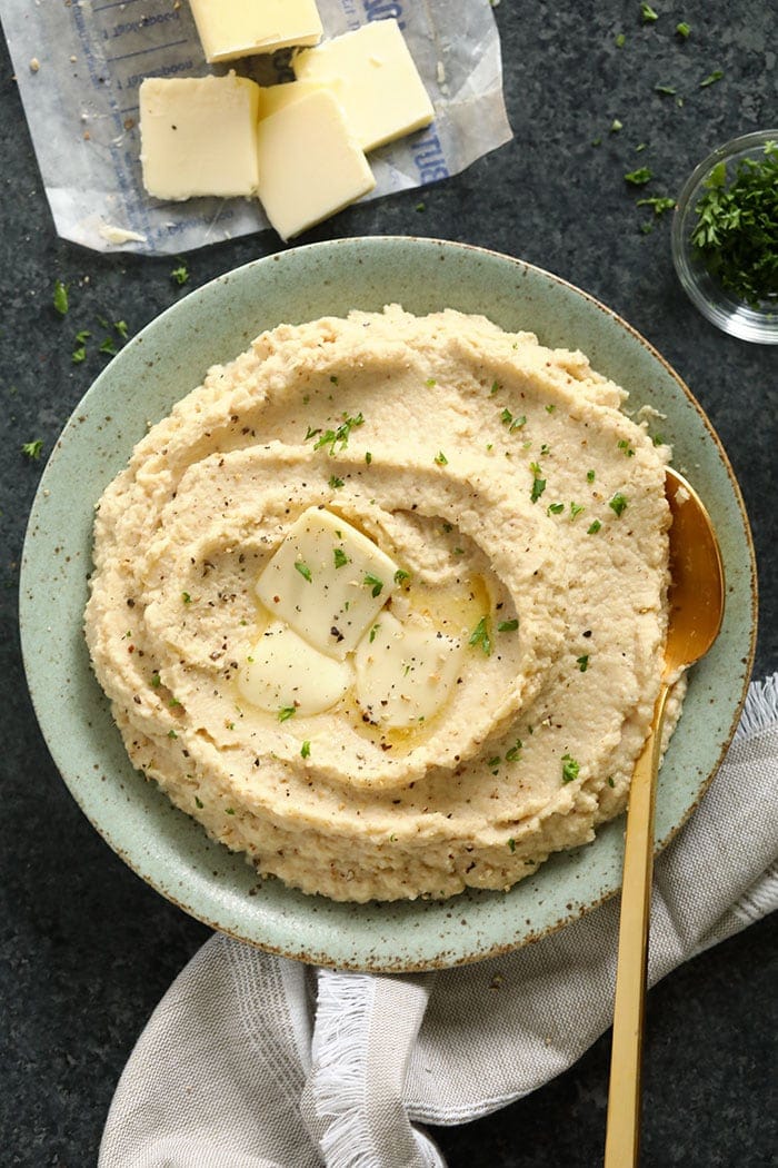 Cauliflower mash in a bowl