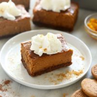 pumpkin cheesecake bar on a plate