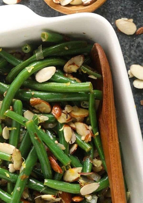 green beans in casserole dish