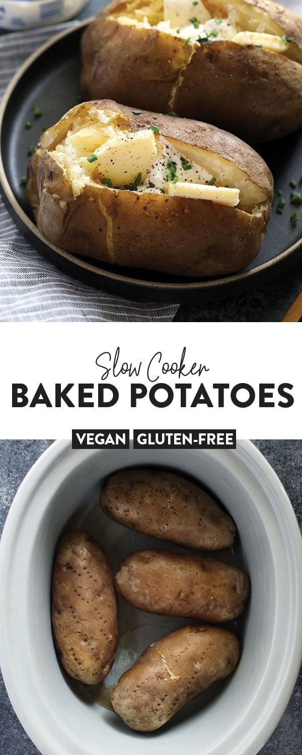 Easy Crock Pot Baked Potatoes - Fit Foodie Finds