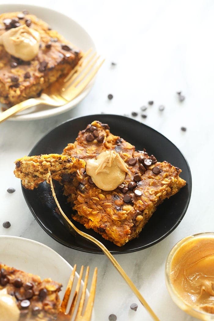 pumpkin baked oatmeal with cashew butter