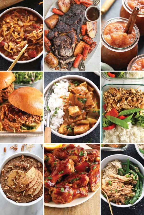 A collage of images showcasing a variety of healthy recipes.