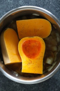 Instant pot butternut squash soup with onions.