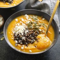 instant pot butternut squash soup in a bowl