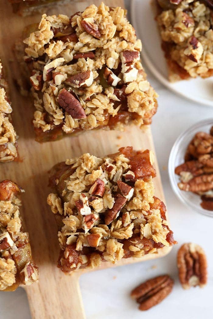 apple pie bars on cutting board