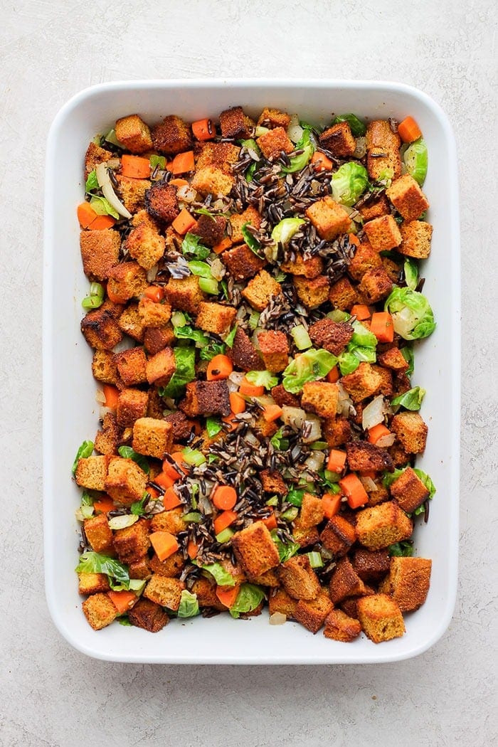 Cornbread Dressing (packed w/ veggies + wild rice!) - Fit Foodie Finds