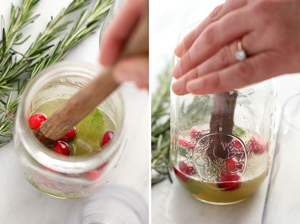 Mulling lime juice and mint