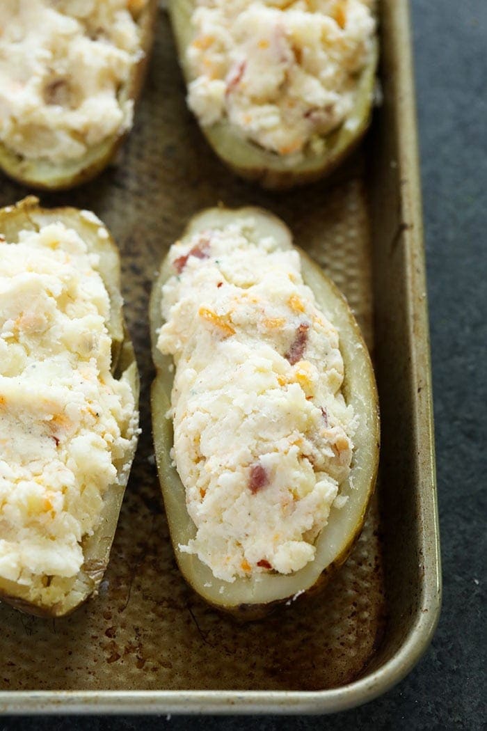 twice baked potatoes ready to be baked