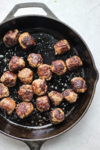 Meatballs in a castiron.