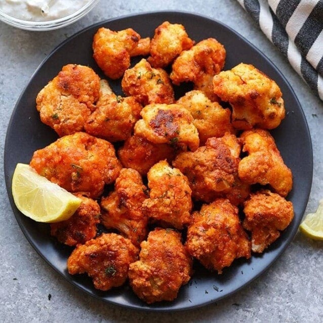 Healthy Buffalo Cauliflower Wings (Gluten Free!) - Fit Foodie Finds