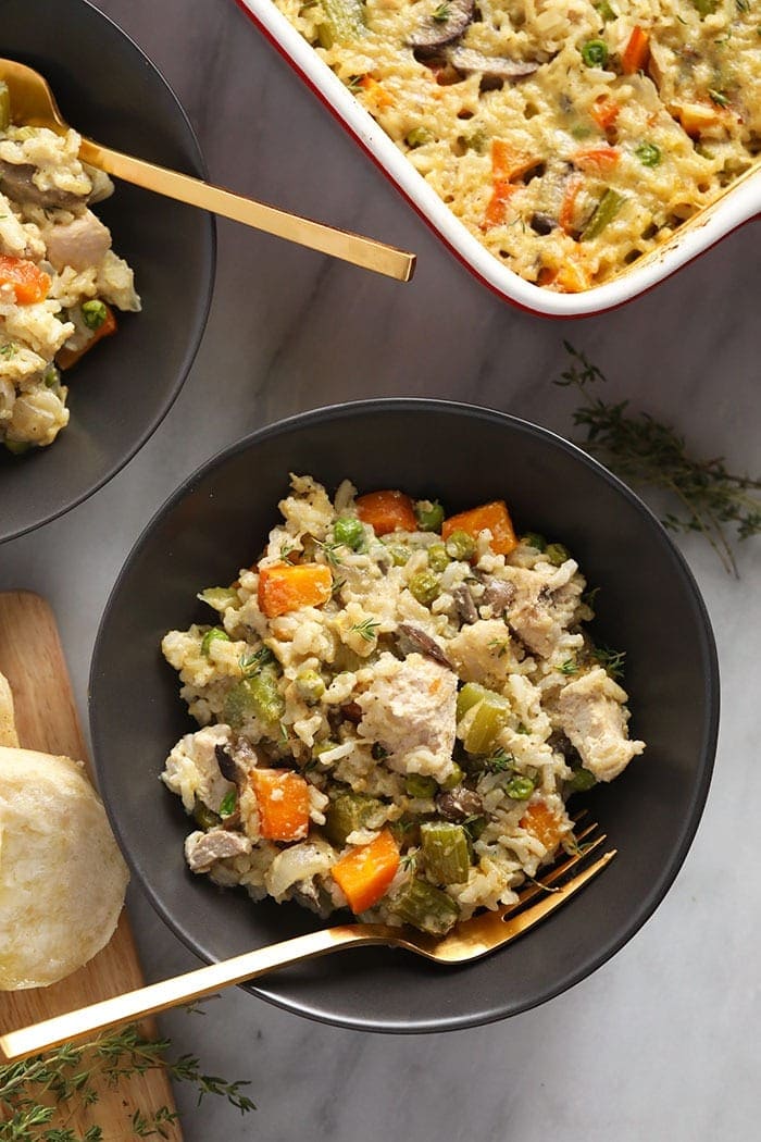 pot pie casserole in bowl