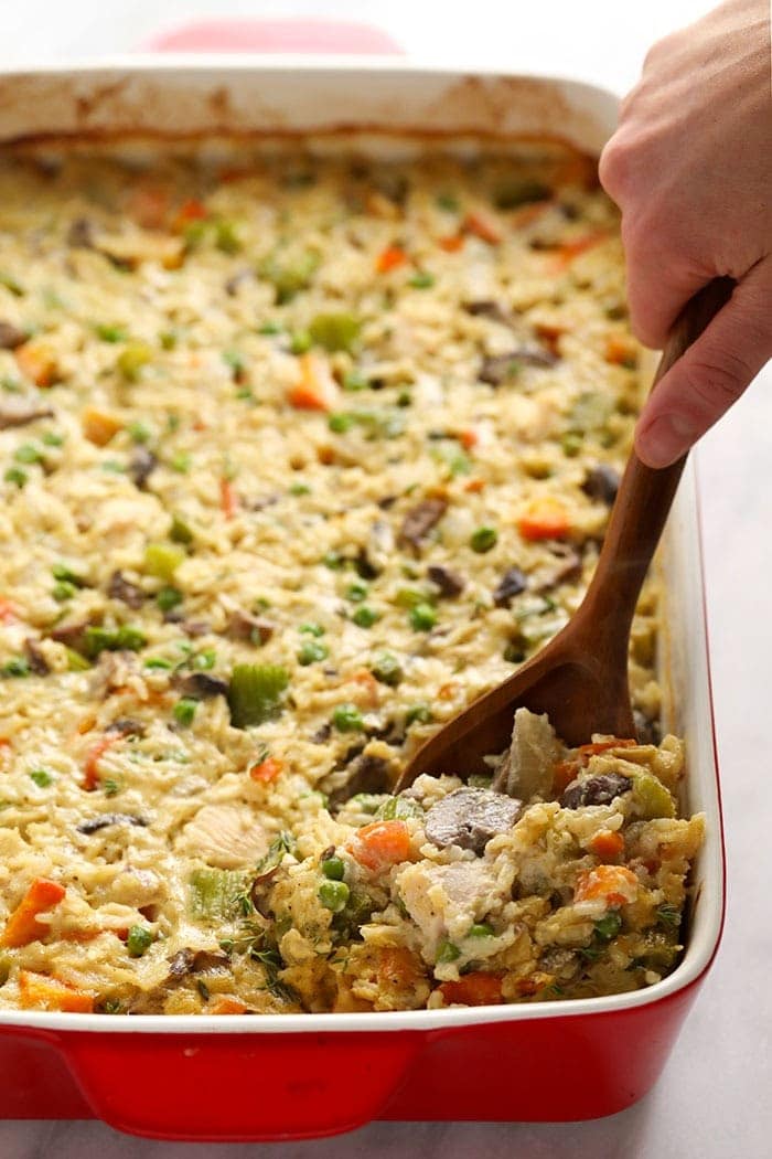 Chicken Pot Pie Casserole (w/ extra veg!) - Fit Foodie Finds