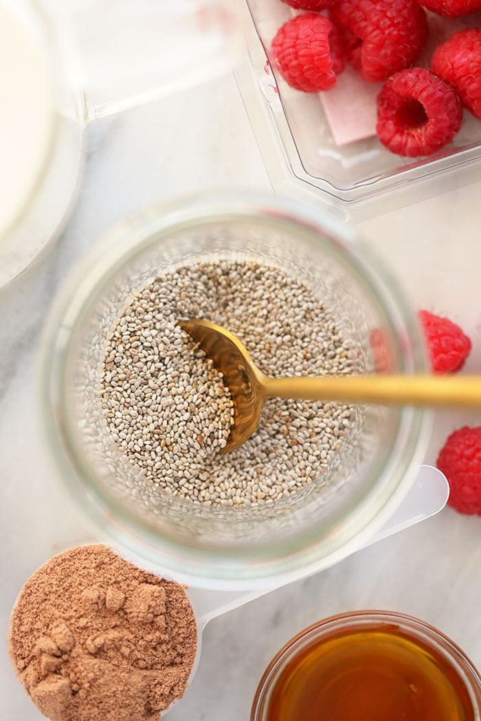 white chia seeds in a cup