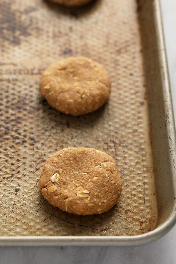 cookie dough on baking sheet