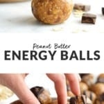 Peanut butter energy balls in a bowl.