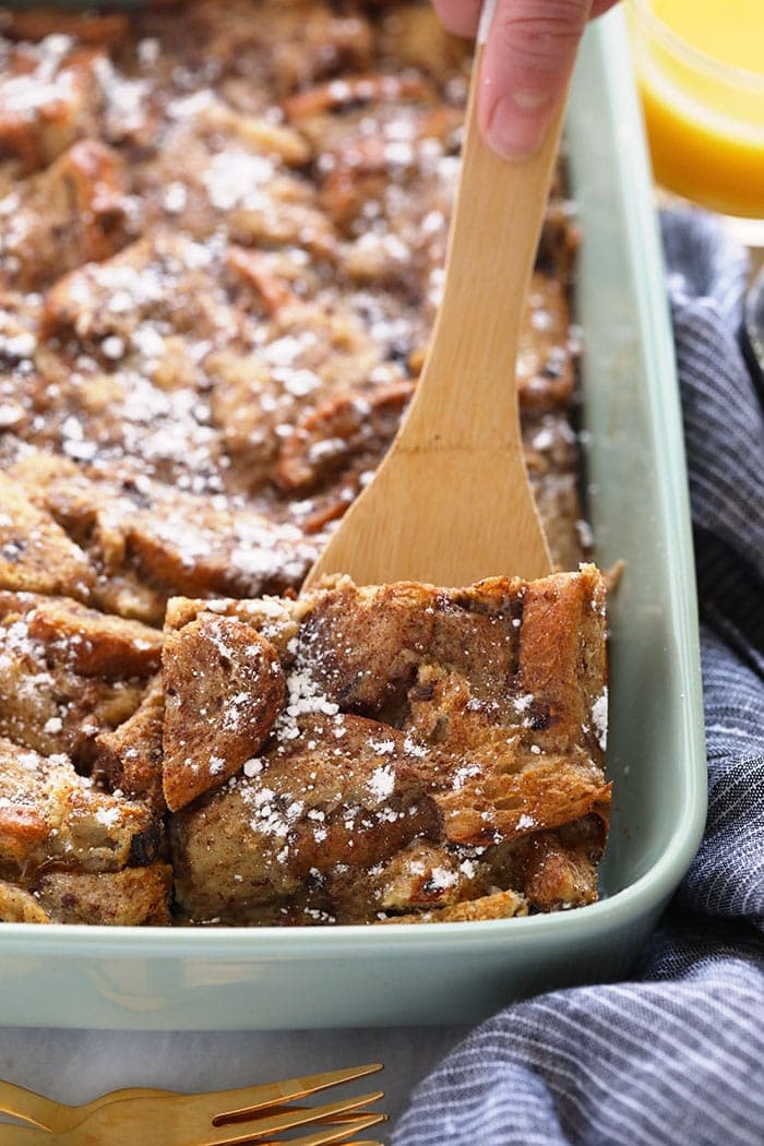 french toast bake in a casserole dish