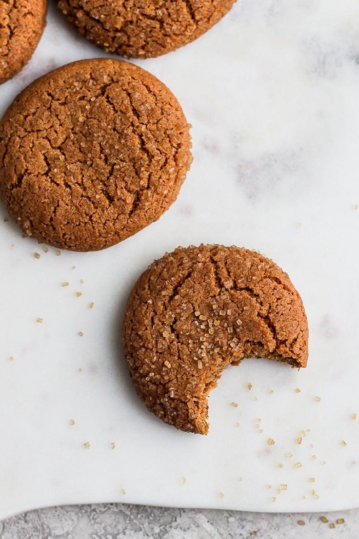 ginger cookie with bite taken out of it