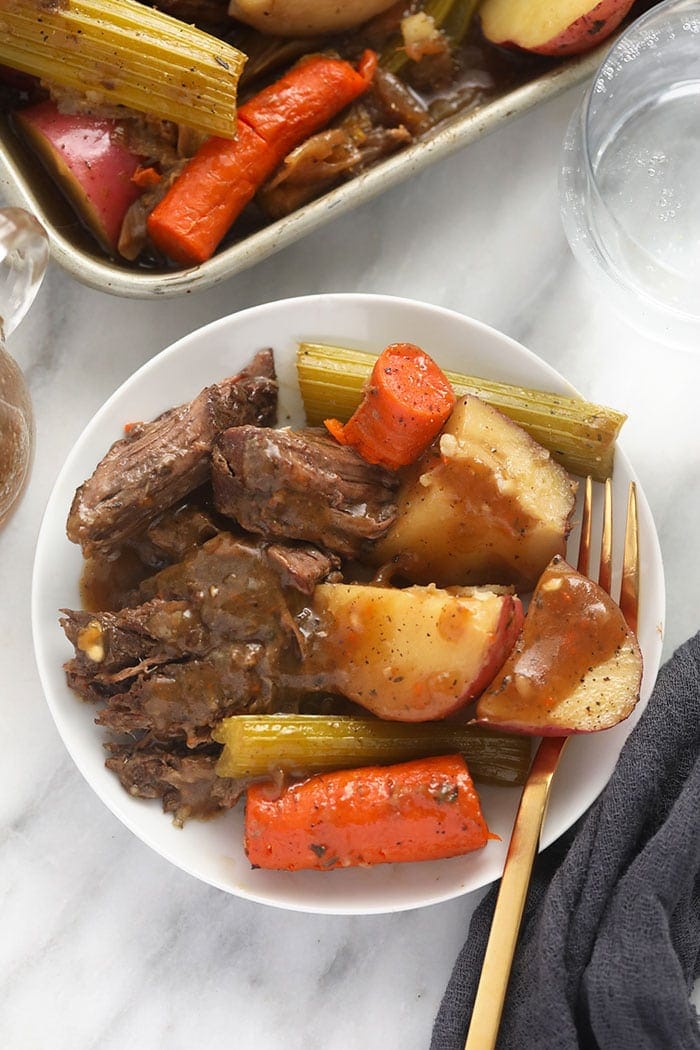 instant pot pot roast on a plate