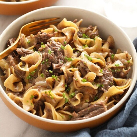 instant pot beef stroganoff in a bowl
