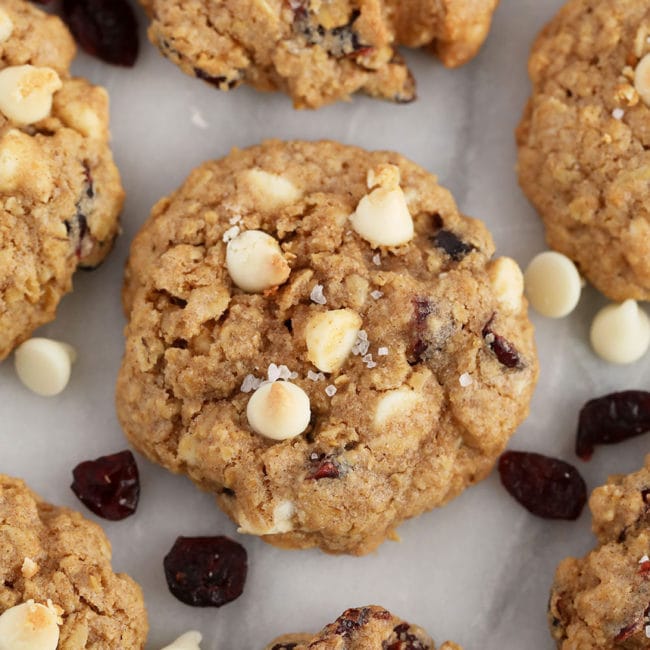 White Chocolate Cranberry Oatmeal Cookies - Fit Foodie Finds