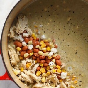 white chicken chili in pot.