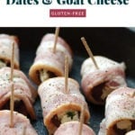 Bacon-wrapped dates with goat cheese.