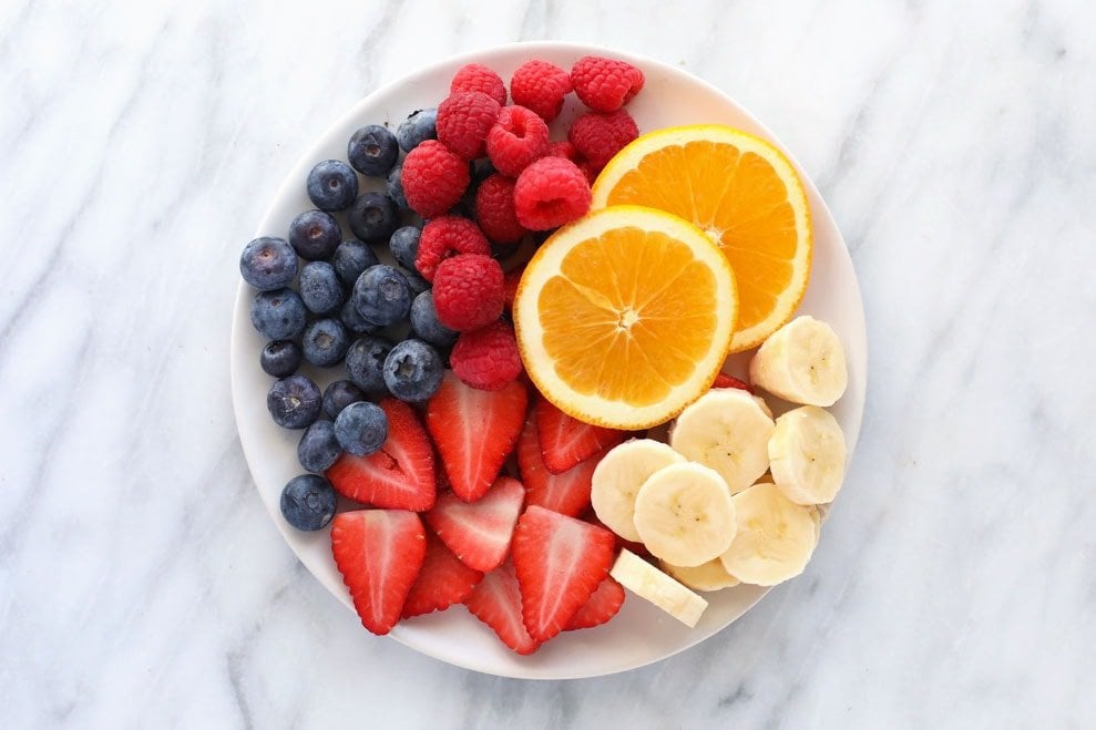 plate of fruit.